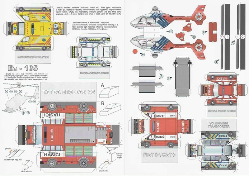 Papierový model - Záchranáry 6x + EC-135